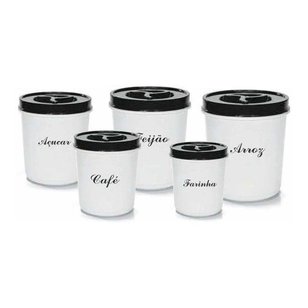 Kit Porta Mantimentos 5 Potes Redondo Porta Arroz Feijão Cor