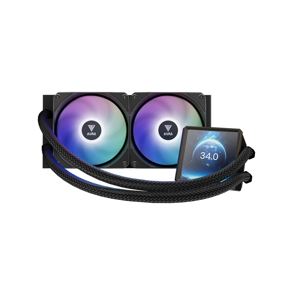 Water Cooler Gamdias Aura GL240 LCD ARGB Com Tela LCD 4” Preto