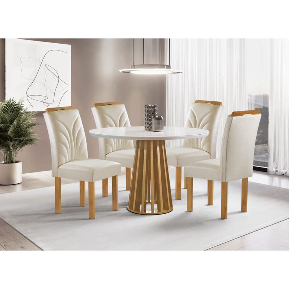 Sala de Jantar 4 Cadeiras c Vidro 1,0m - Dublin - Sky Móveis