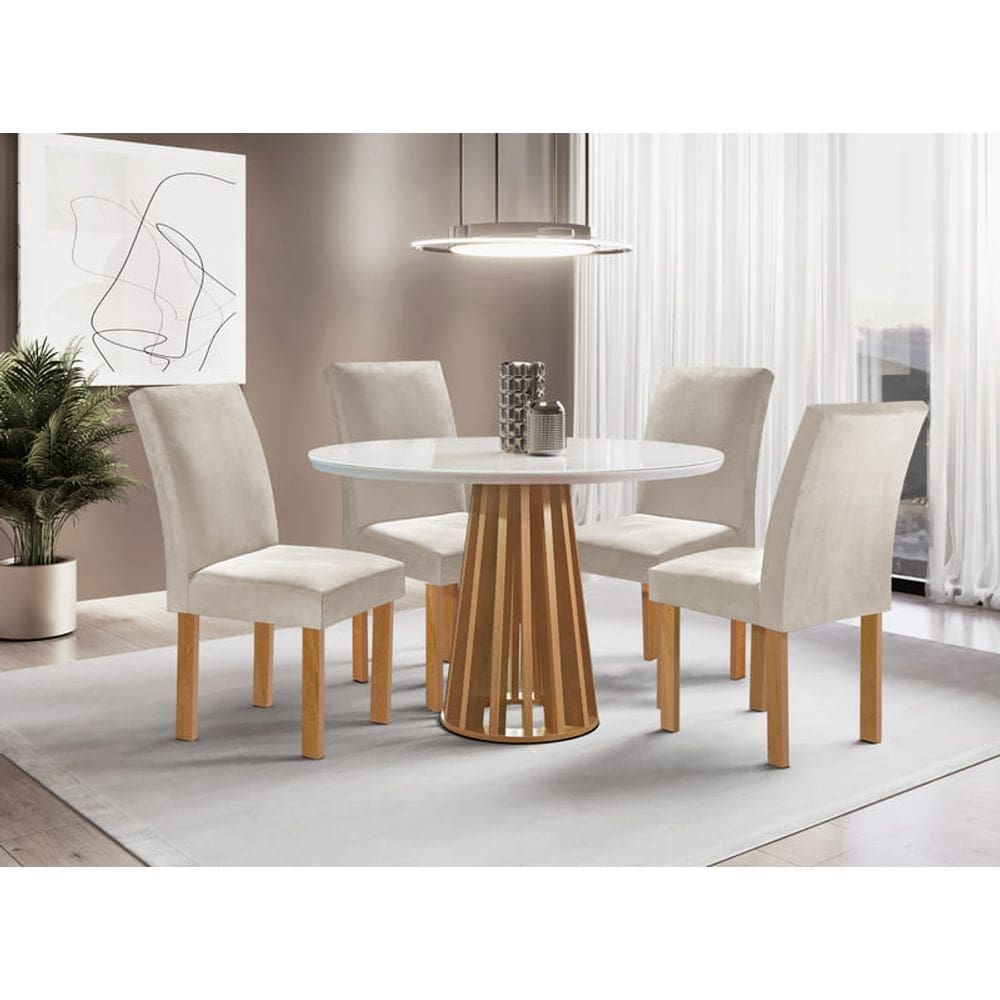 Sala de Jantar 4 Cadeiras c Vidro 1,0m - Dublin - Sky Móveis