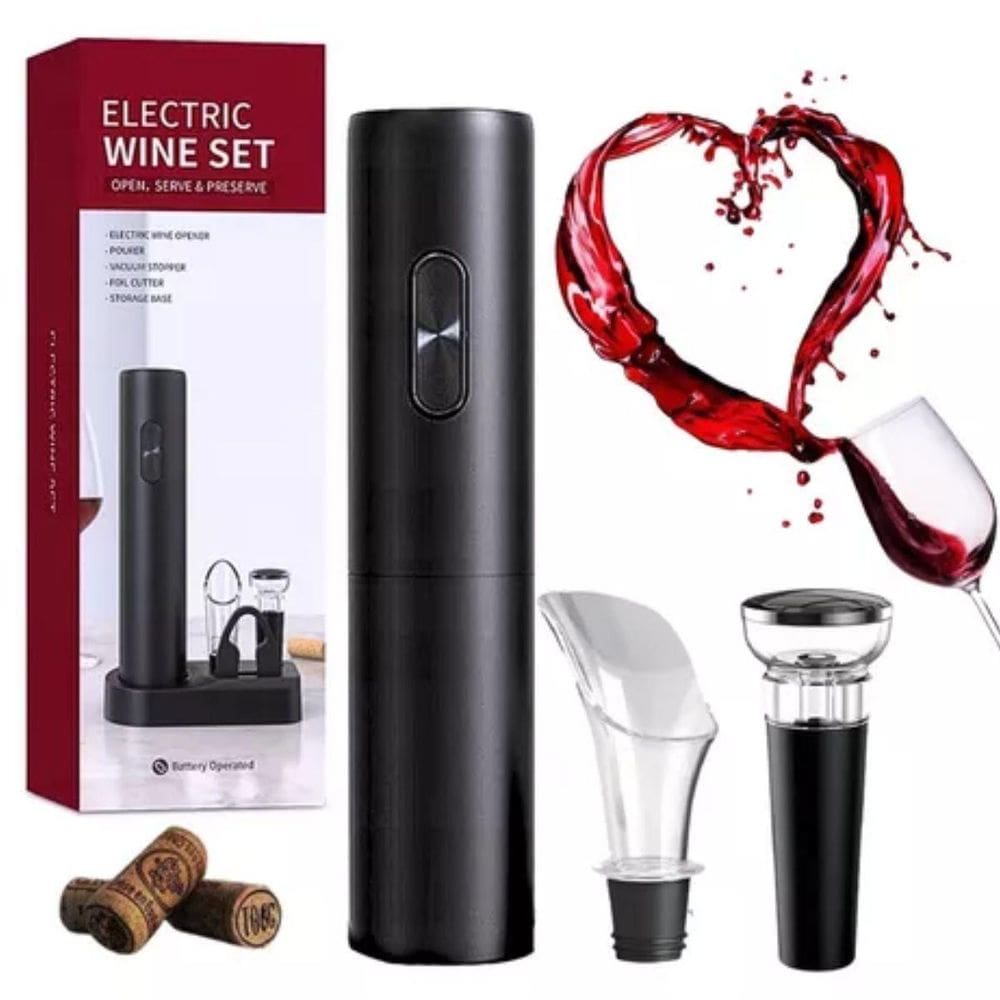 Abridor De Vinho Elétrico Recarregável Com Usb E Inox