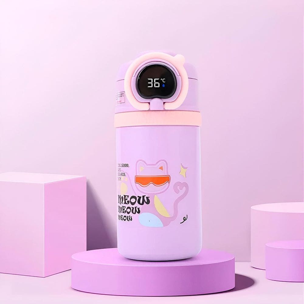 Garrafa Térmica Infantil 550Ml Tela Digital Termômetro Lilás