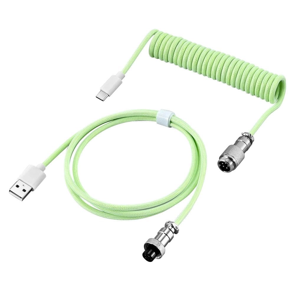 Cabo Aviador Enrolado USB-C 3M para Teclado Mecânico Verde