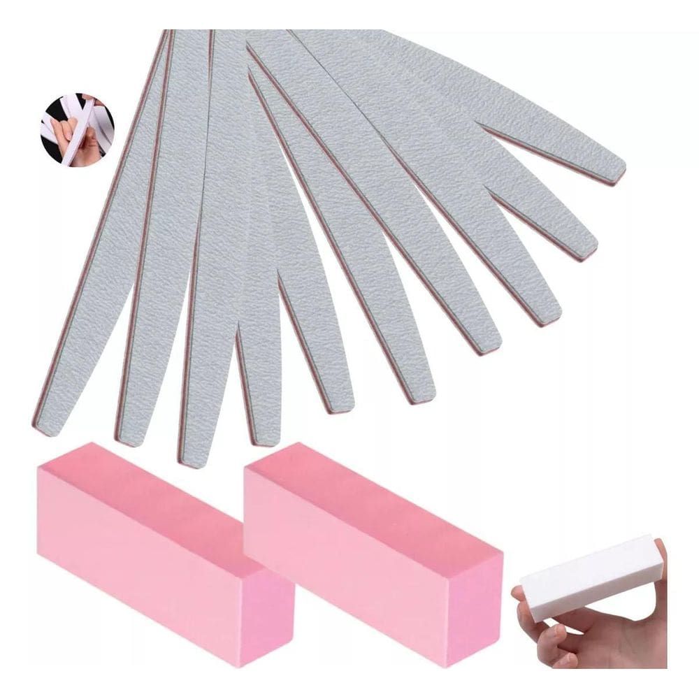 Kit Super Acabamento 2 Bloco/10 Lixas 100/180 Manicure Unha
