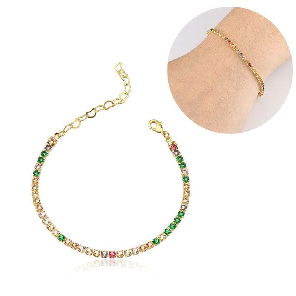 Pulseira Riviera Zircônias Coloridas Lizzy Fatin 15cm