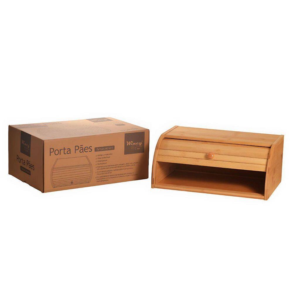 Porta Pães Bambu 40X27X17Cm Tampa Retrátil Wincy Ekos