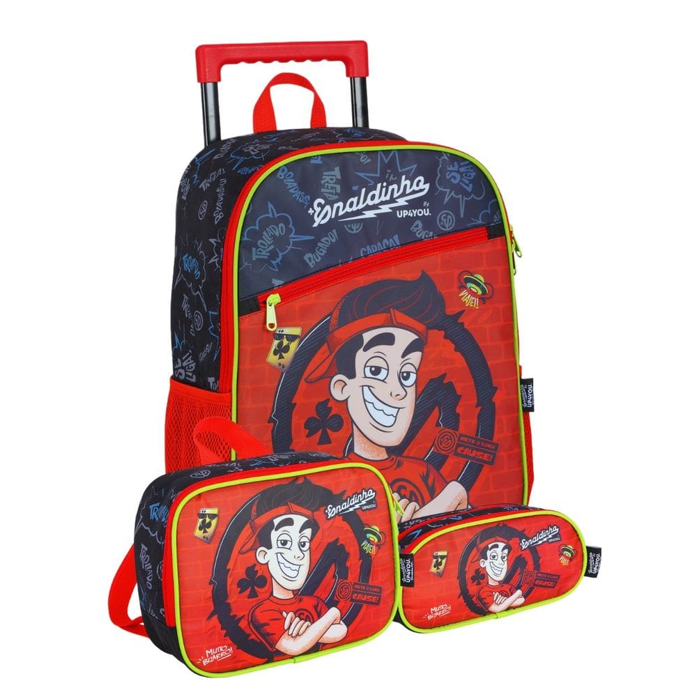 Mochila Rodas Lancheira Estojo Duplo Enaldinho Youtuber