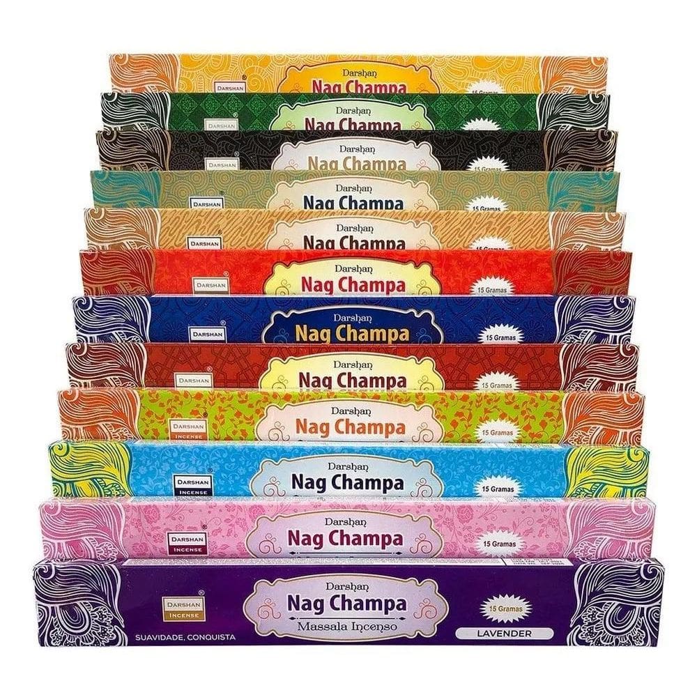 3X Incenso Nag Champa De Massala Darshan 12 Caixas 12 Aromas