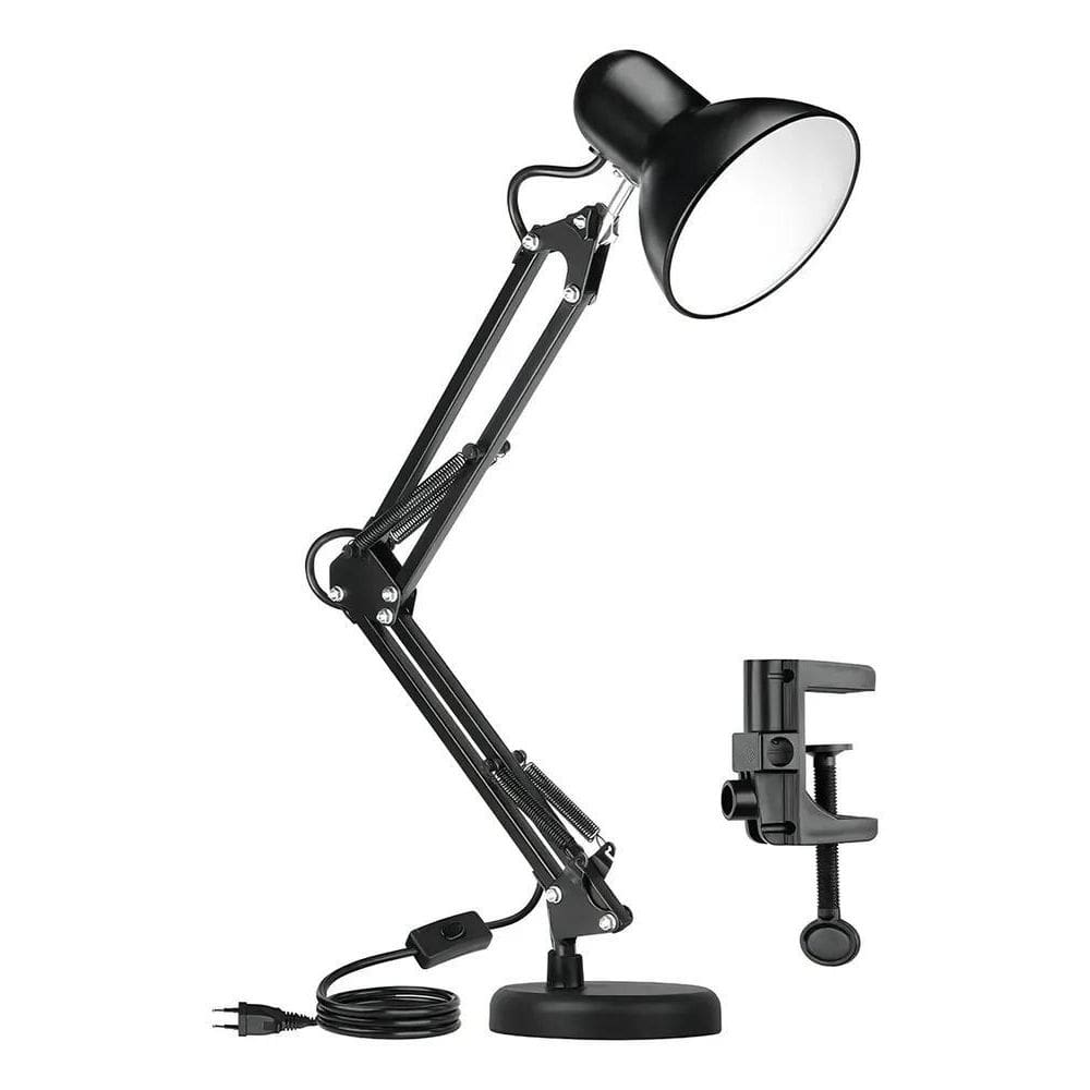 2X Luminária Mesa Abajur Quarto Articulável Com Garra E Base