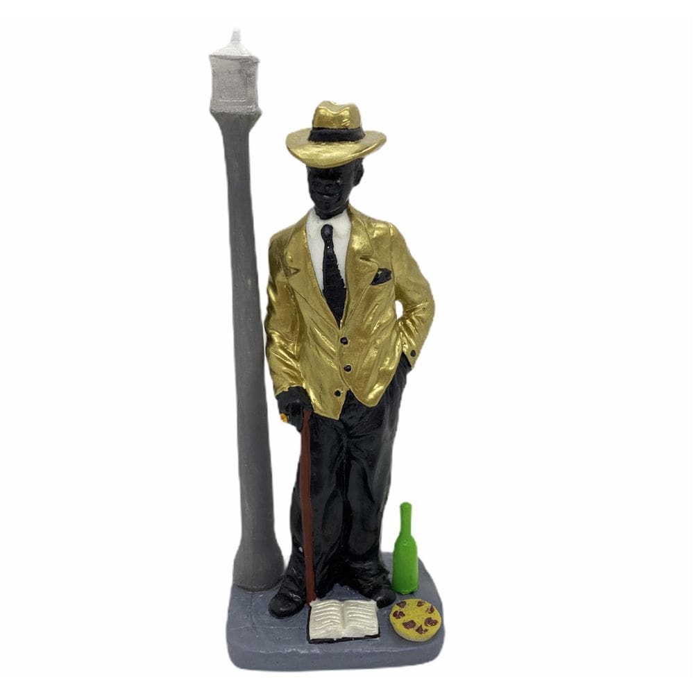 Escultura Zé Pelintra Paletó Dourado Da Riqueza 18 Cm