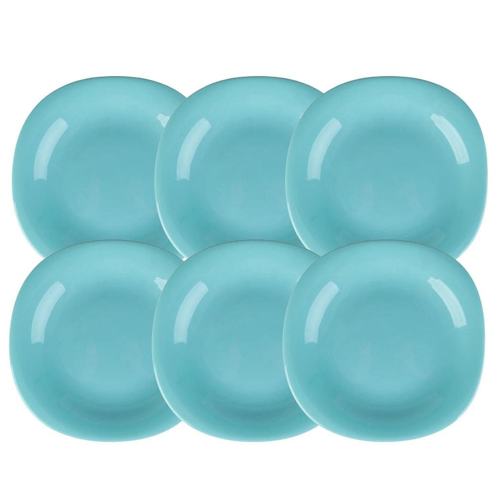 Jogo Pratos Sobremesa 21,5Cm 6 Pçs Dama Vidro Opalino Ciano