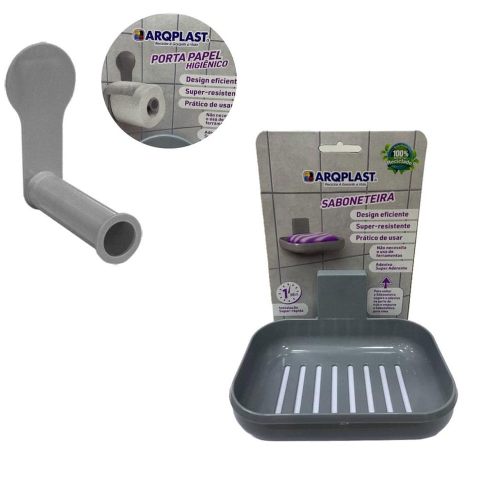 Kit Porta Papel Higiênico E Saboneteira Suporte De Parede