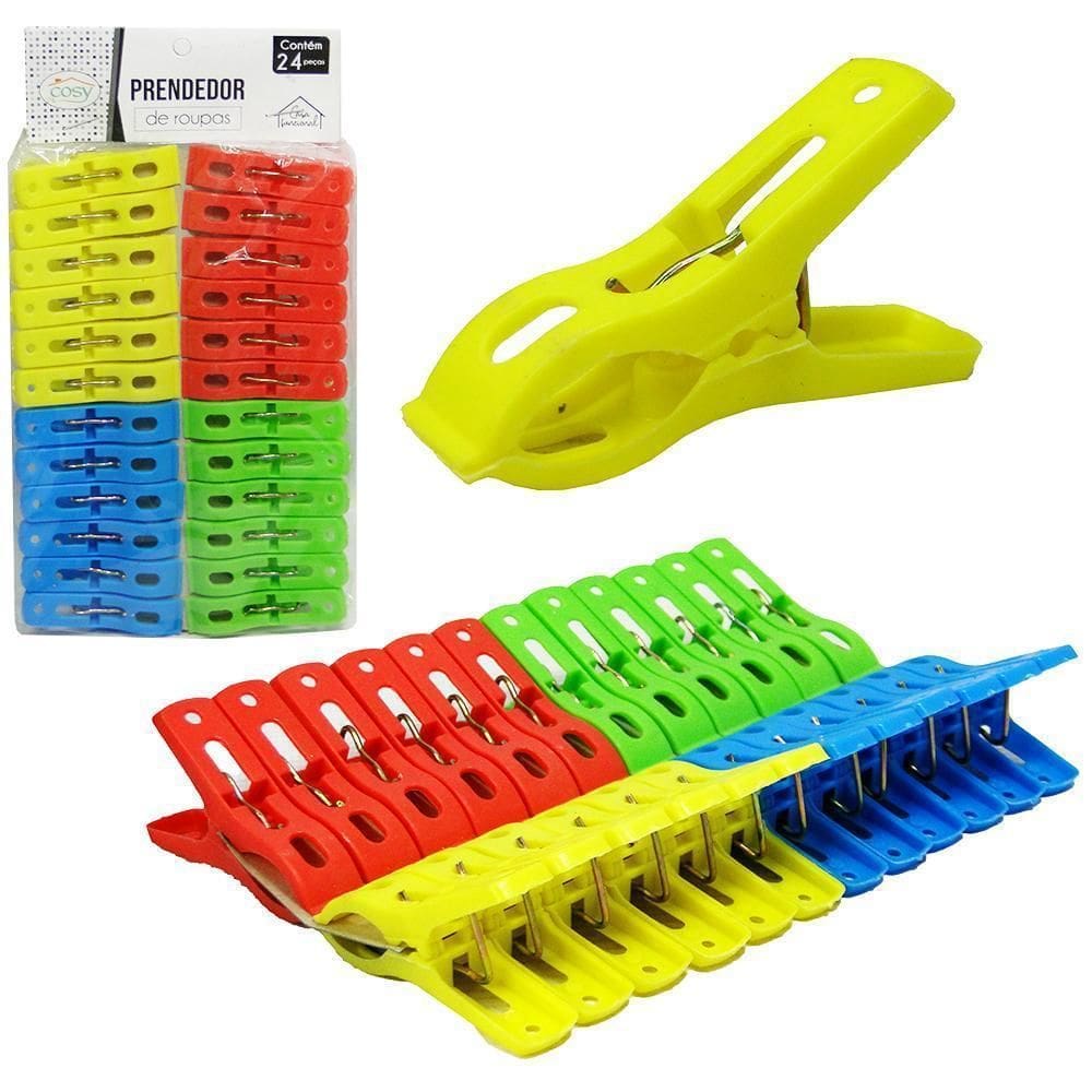 Prendedor De Roupa De Plastico Colors Com 24 Pecas 5X1Cm