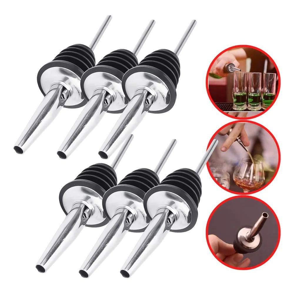 2X Kit 6 Bicos Dosador Inox Biqueira Bartender Garrafa Tequi