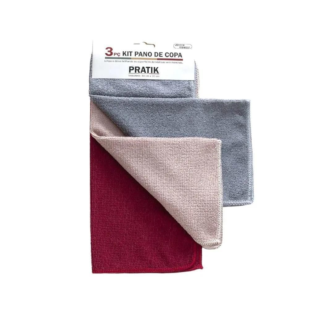Kit 3 Panos De Copa Pratik - Jolitex