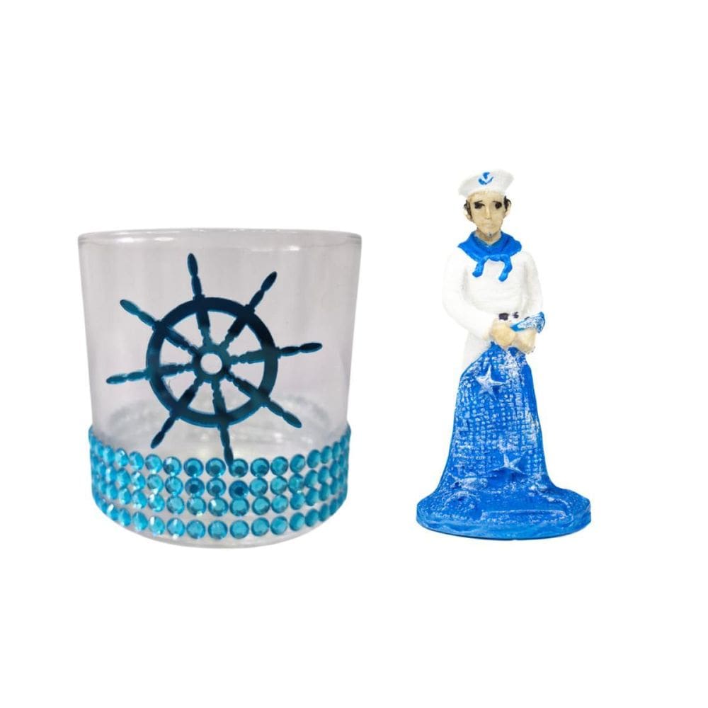 Kit Copo Whisky E Escultura Marinheiro Umbanda Candomblé