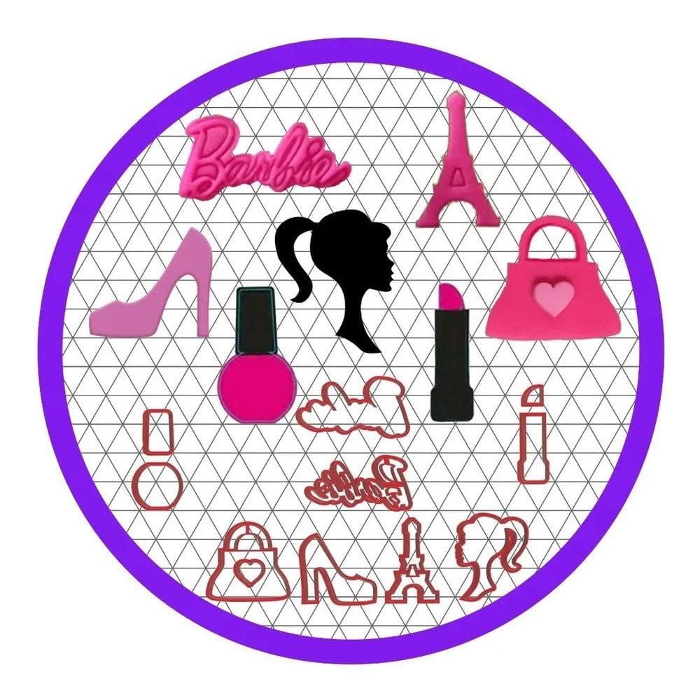 2X Mega Kit Cortador Barbie Roupas Acessórios Cupcake - 3 C