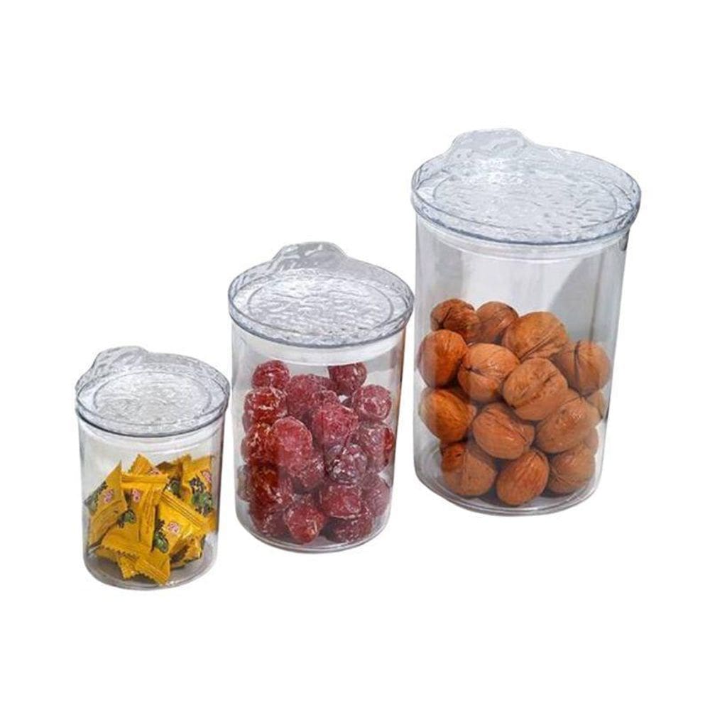 Conjunto 03 Potes Hermético Com Tampa 400Ml/800Ml/1000Ml