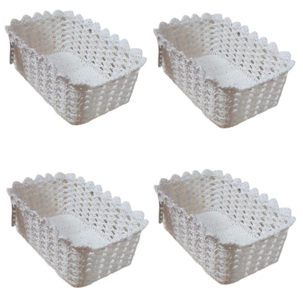 Kit 4 Cestos Organizador De Croche Retangular 26 X 18Cm