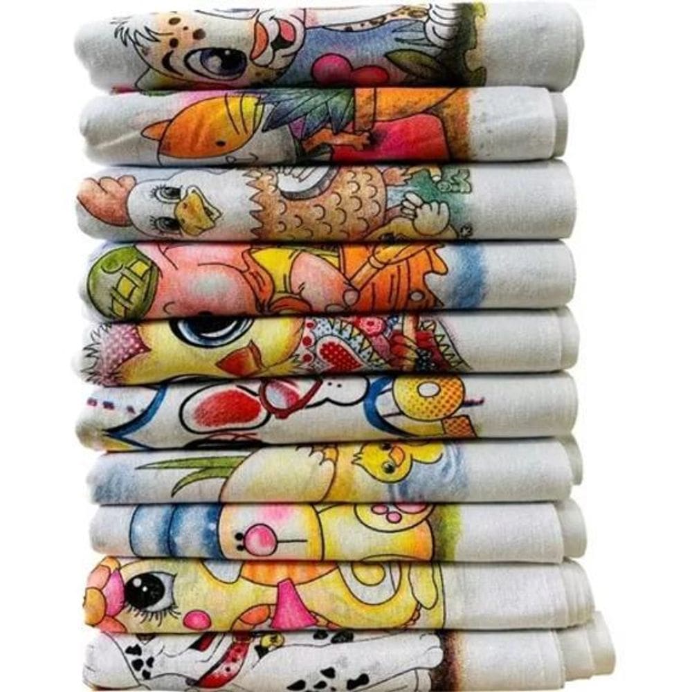 2X Kit 10 Pano De Prato Estampado 100% Algodão - 38Cm X 63Cm