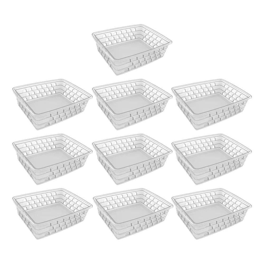 10X Cesto Organizador Kit 10 Peças 16X12X6Cm Transparente G