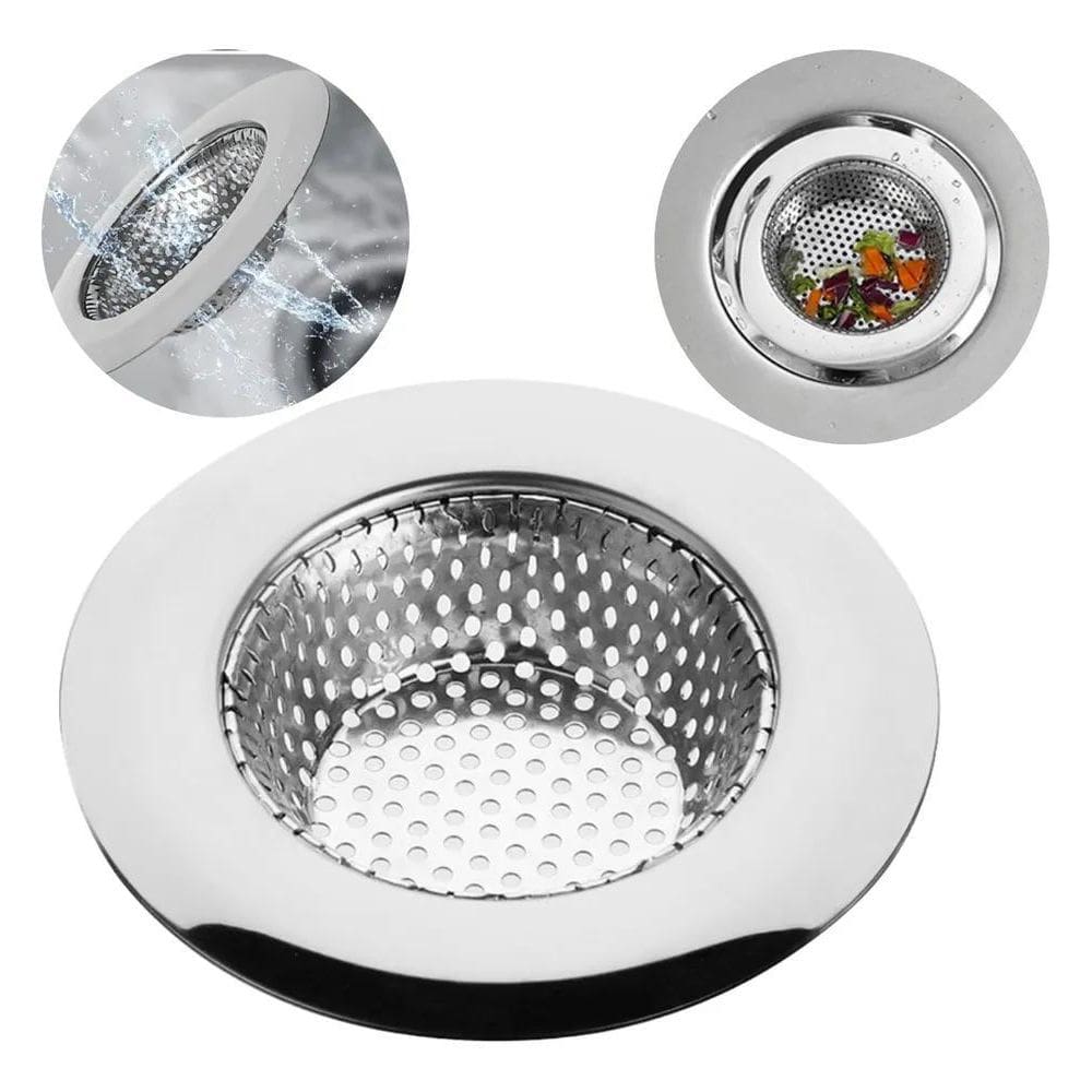 2X Ralo Para Pia Médio Em Inox Com Borda Cozinha Prático 9 C