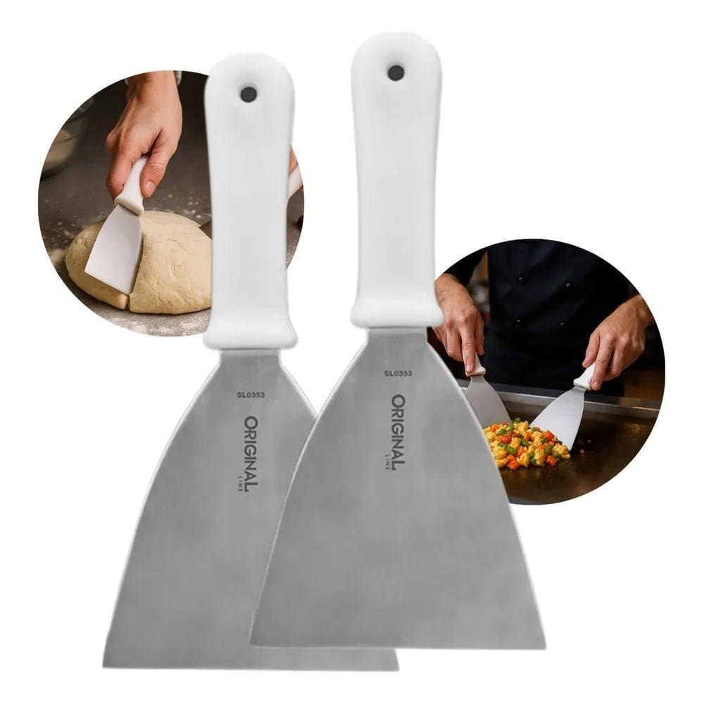 2X 2 Espátulas Reta 5 Chapeiro Lanche Aço Inox