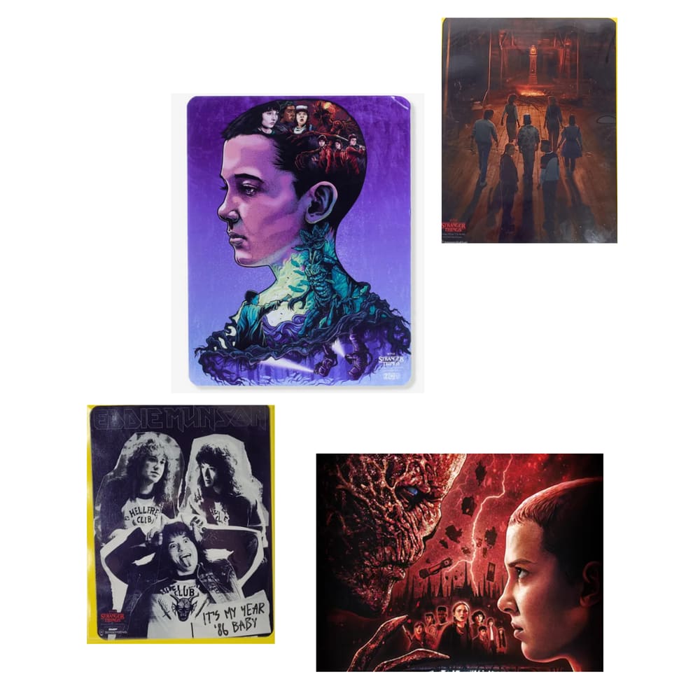 Kit 4 Quadros Metal Slim Placa Decorativa Stranger Things - ZonaCriativa