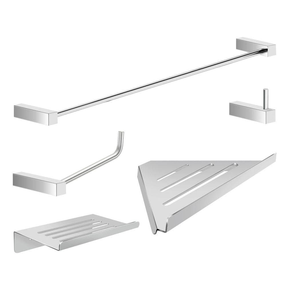 Kit Acessórios Para Banheiro Alto Brilho 5 Peças Grego Metal 2102tr