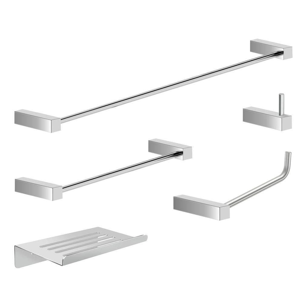 Kit Acessórios Para Banheiro Escovado 5 Peças Grego Metal 2180tr