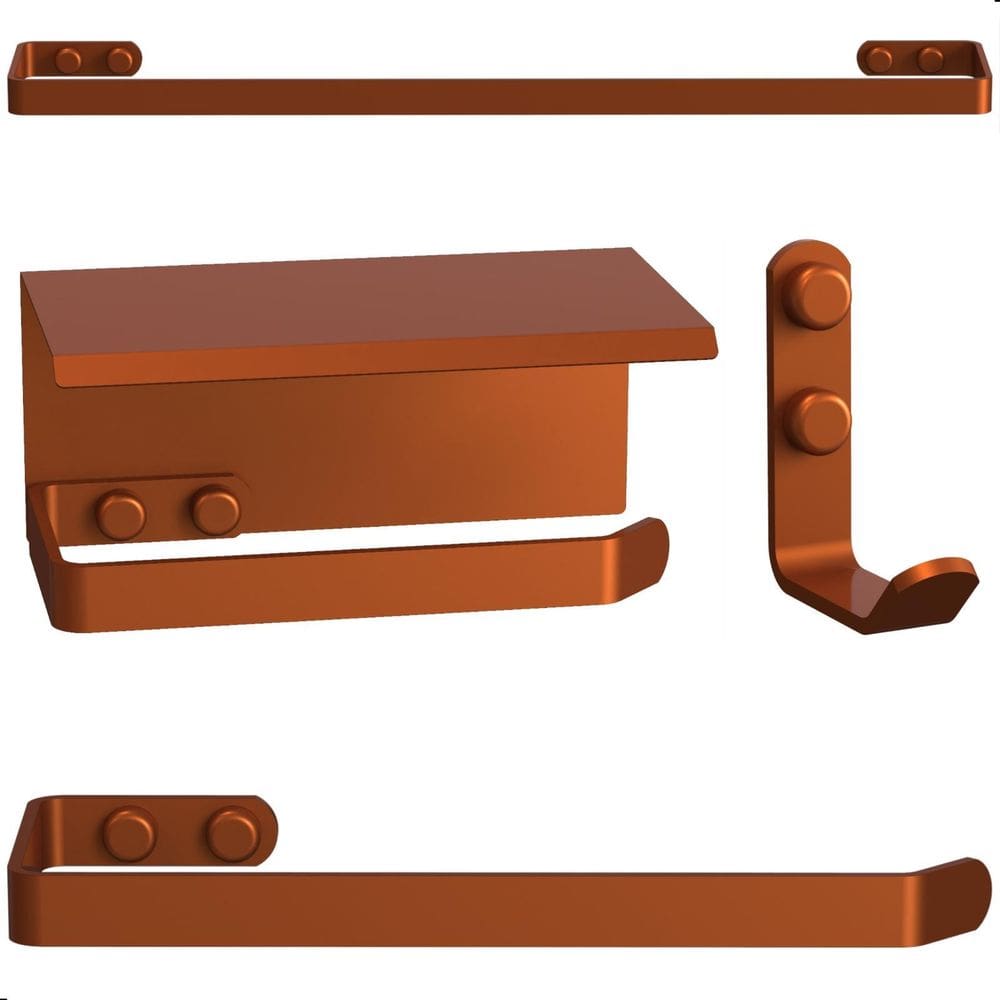 Kit Acessórios Para Banheiro Rose Gold 4 Peças Max