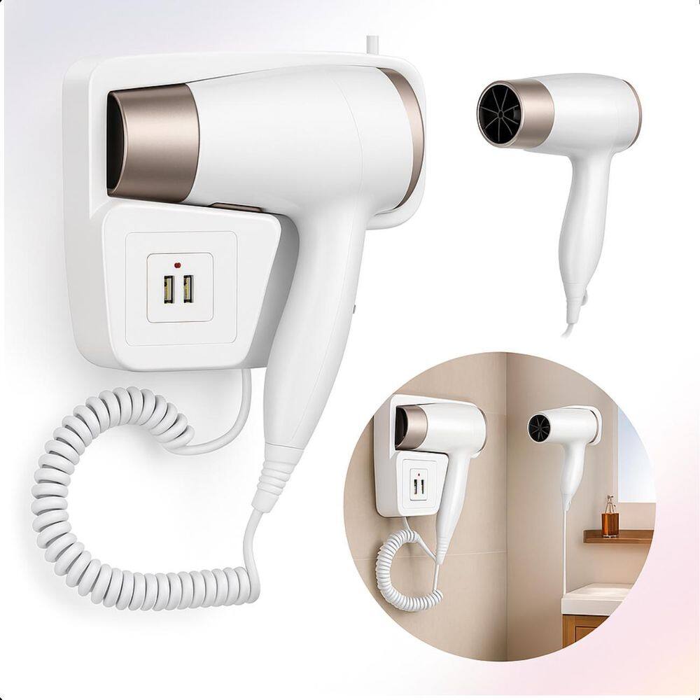 Secador Fixo De Parede Branco Compacto Para Hotéis 110V