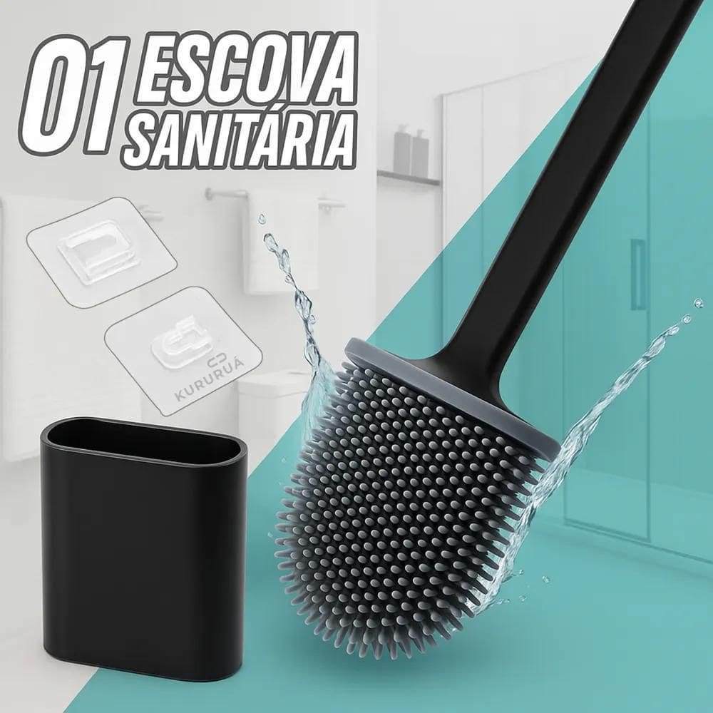 10X Escova Sanitaria De Silicone Preta Vaso Banheiro Privad