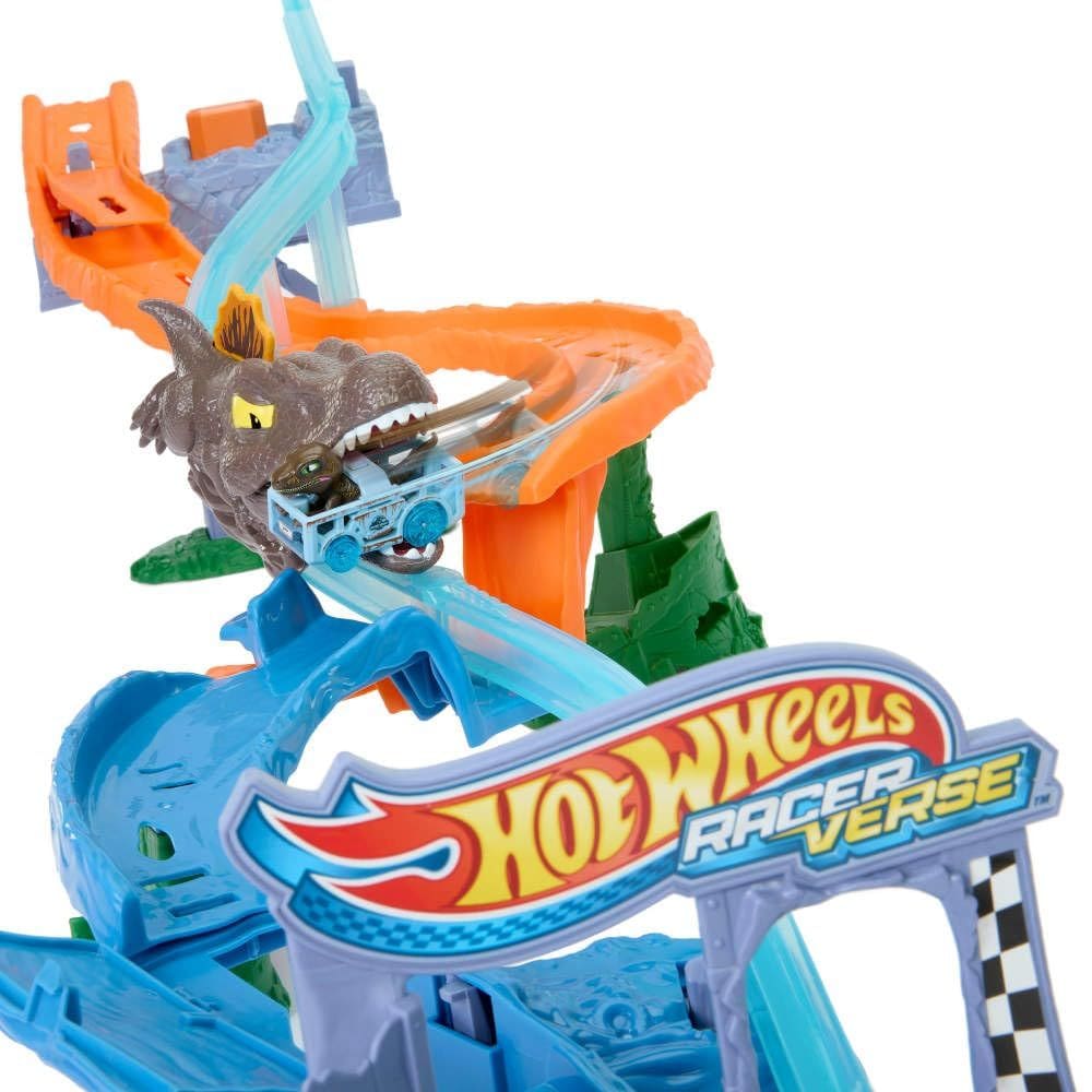 Conjunto de pistas para carros de brinquedo Hot Wheels RacerVerse Jurassic World