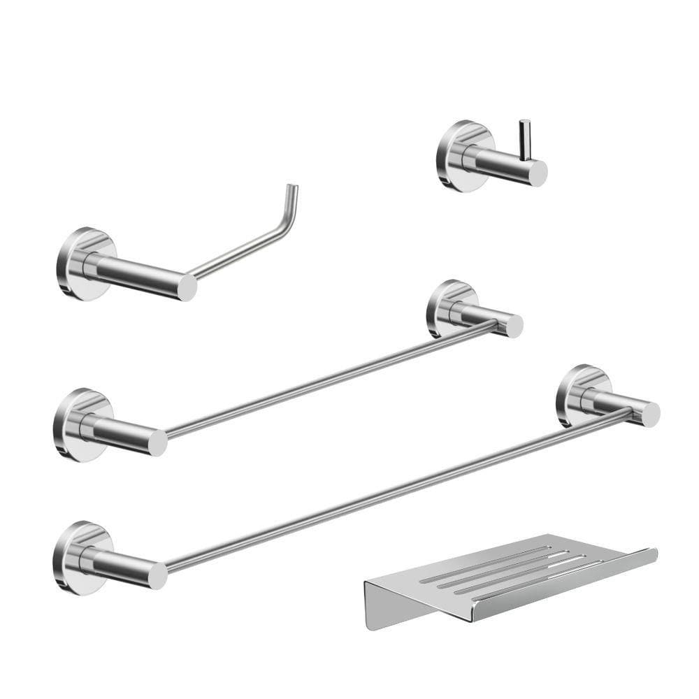 Kit De Acessórios Para Banheiro Escovado 5 Peças Grego Metal 2180at