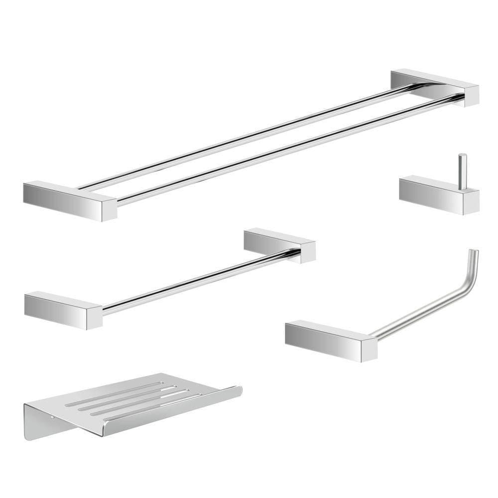 Kit Acessórios Para Banheiro Alto Brilho 5 Peças Grego Metal 2190tr