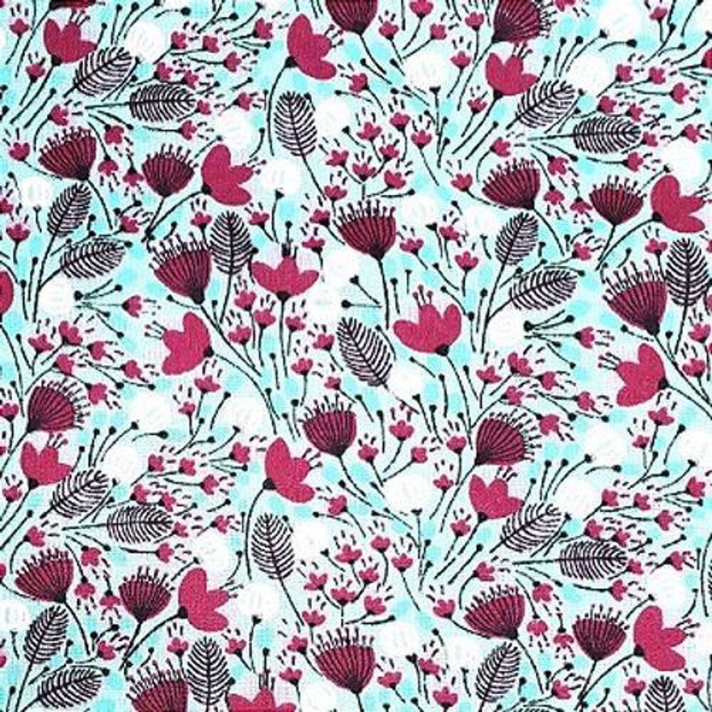 Kit 4 Guardanapos De Tecido Algodão Cerrado Azul 39Cmx39Cm