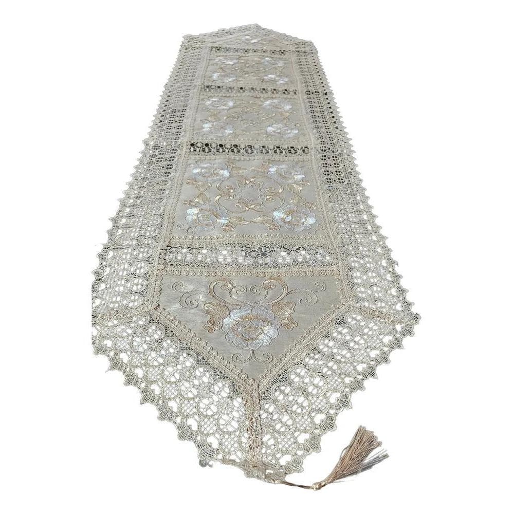 Trilho De Mesa 40X150Cm Caminho Bordado Guipir Renda Croche