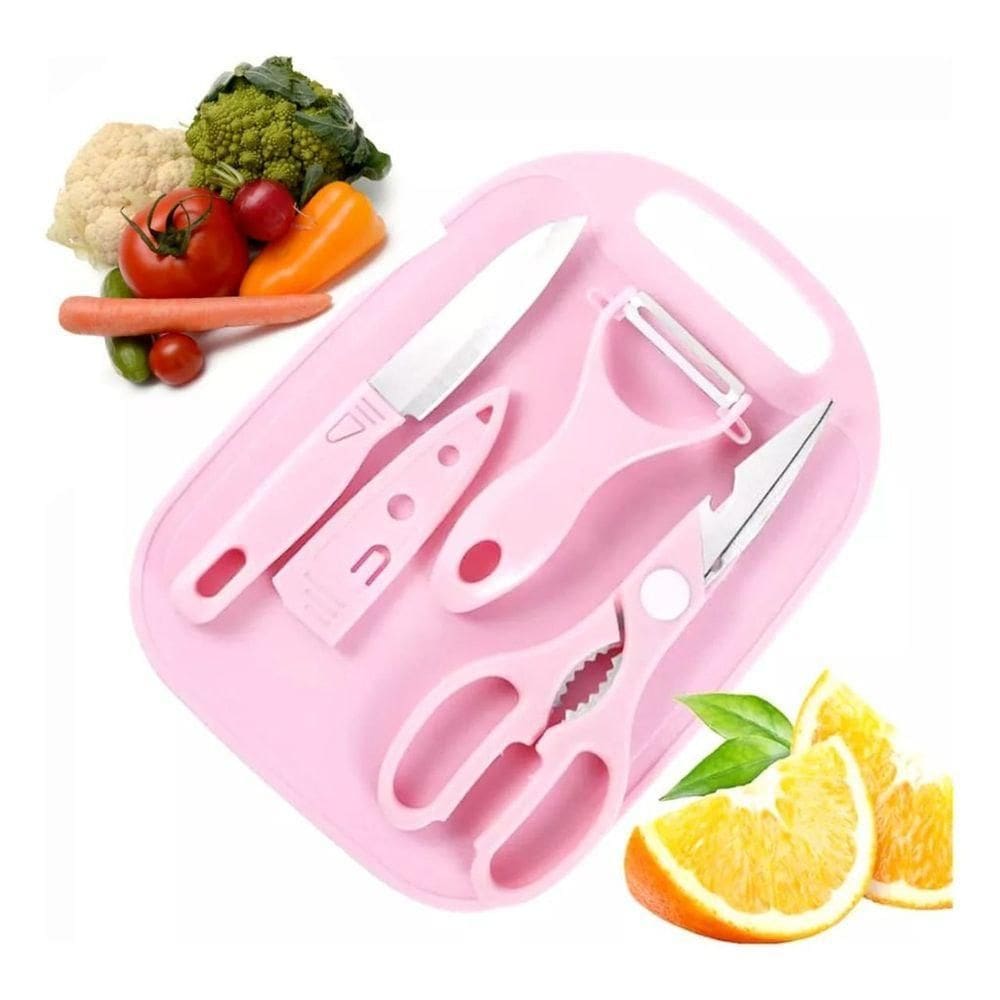 Conjunto 4 Peças De Utensílios De Cozinha Rosa