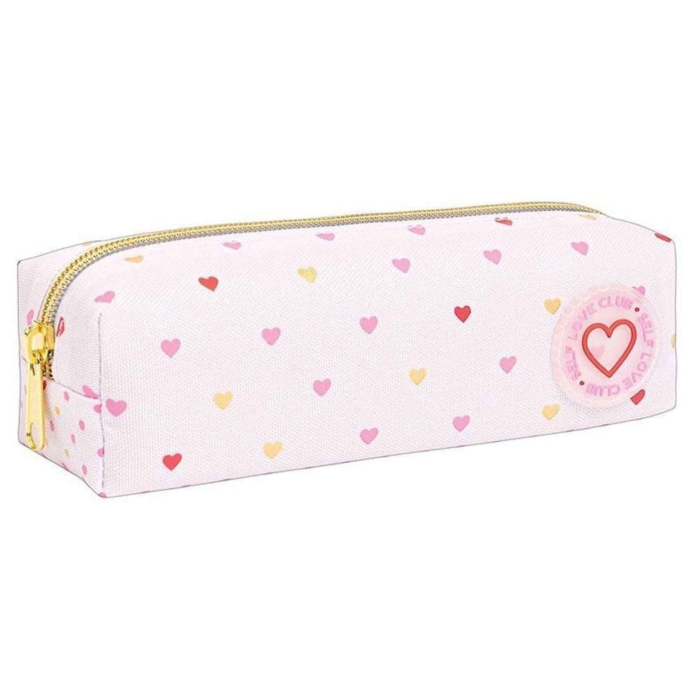 Estojo Escolar Infantil Académie Coração Metalizado Rosa - Tilibra