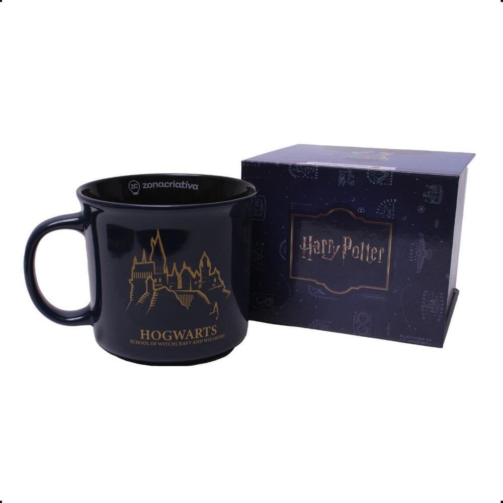 Caneca Tom Hogwarts 350Ml Preta - Harry Potter Cerâmica