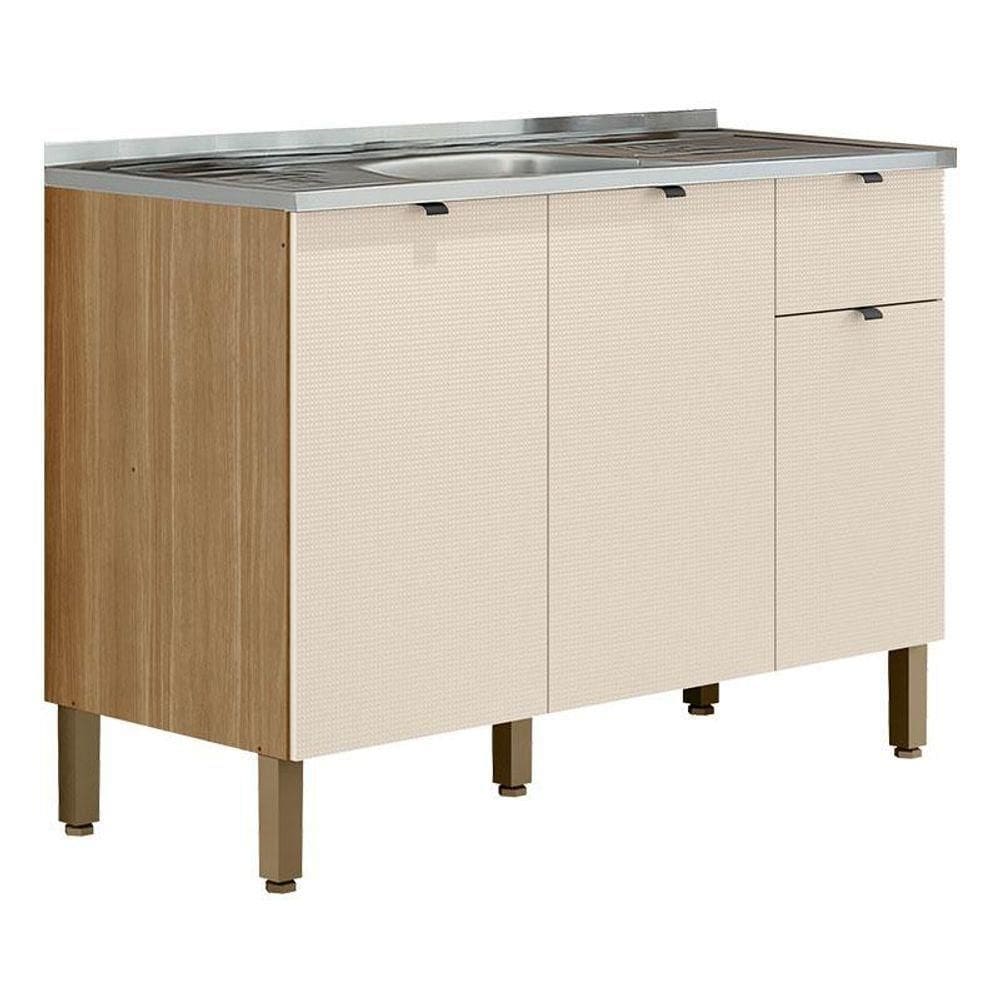 Balcão Para Pia Plus 3 Portas 1 Gaveta 120 Cm Freijó Soft - Kits Paraná