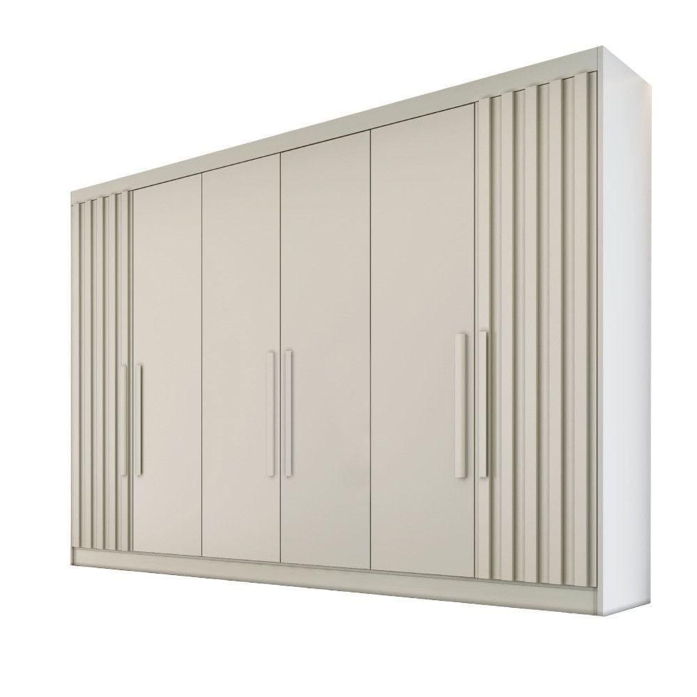 Guarda Roupa 6 Portas 2 Ripadas Potente 100% Mdf Off White
