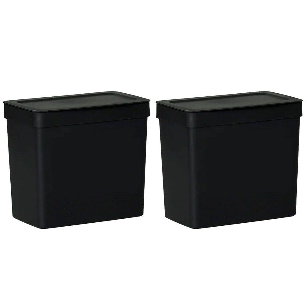 Kit 2 Lixeira 3,5 L Com Tampa Cozinha Pia Bancada Preto