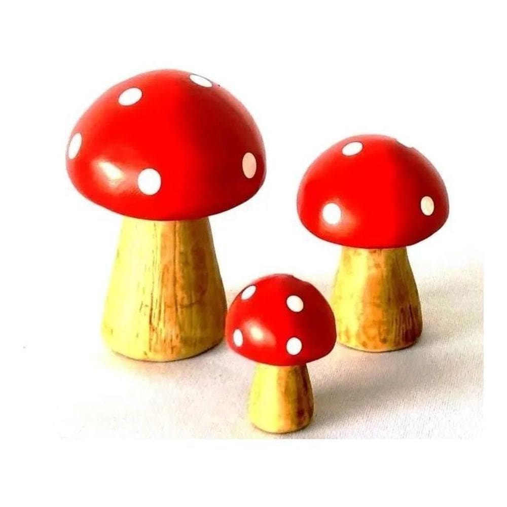 Miniatura Trio Familia Cogumelo Decoracao Enfeite De Jardim