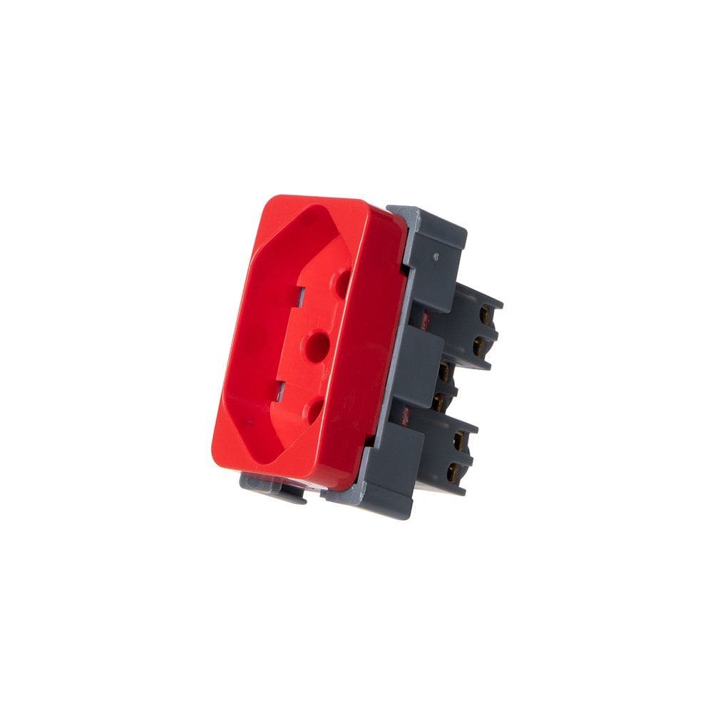 Módulo Tomada MarGirius B3 2P+T 10A Vermelho