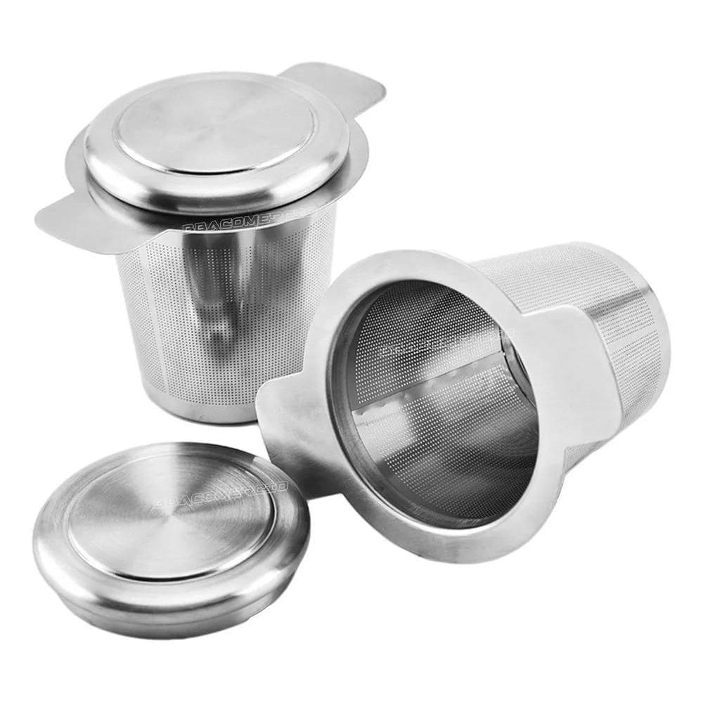 2X Infusor Coador De Chá Em Aço Inoxidável Tipo Cesta Com Al