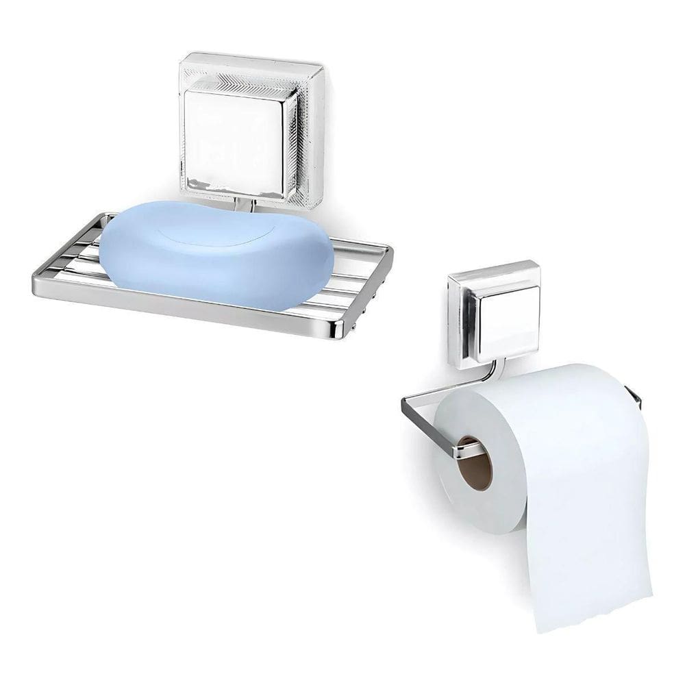 Kit Banheiro 2 Peças Saboneteira E Papeleira Cromada 3M