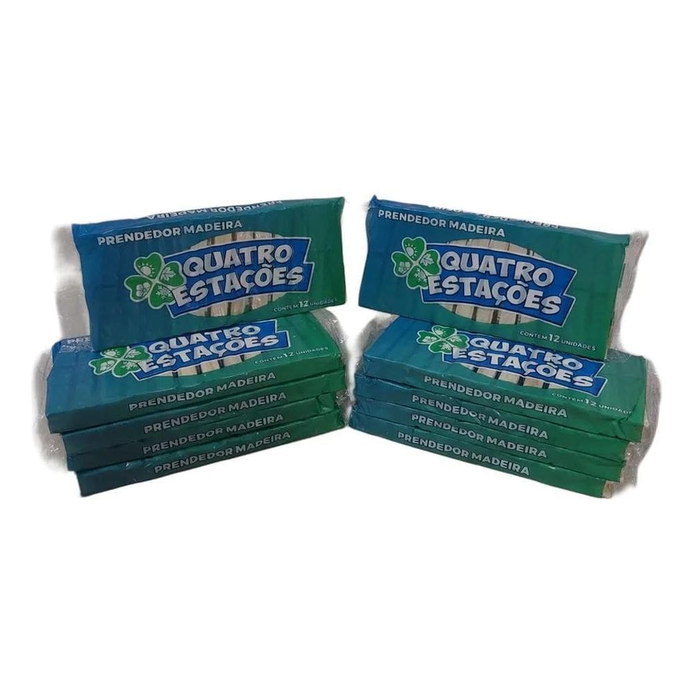 2X Kit 120 Prendedor De Roupa Pregador Varal Madeira 10 Duzi