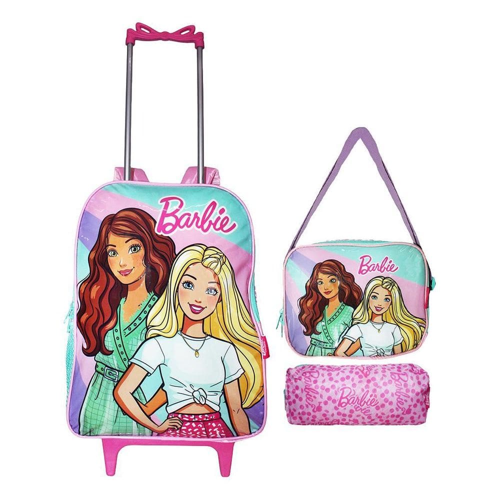 Kit Mochila Barbie Rodinhas Lancheira Estojo Infant